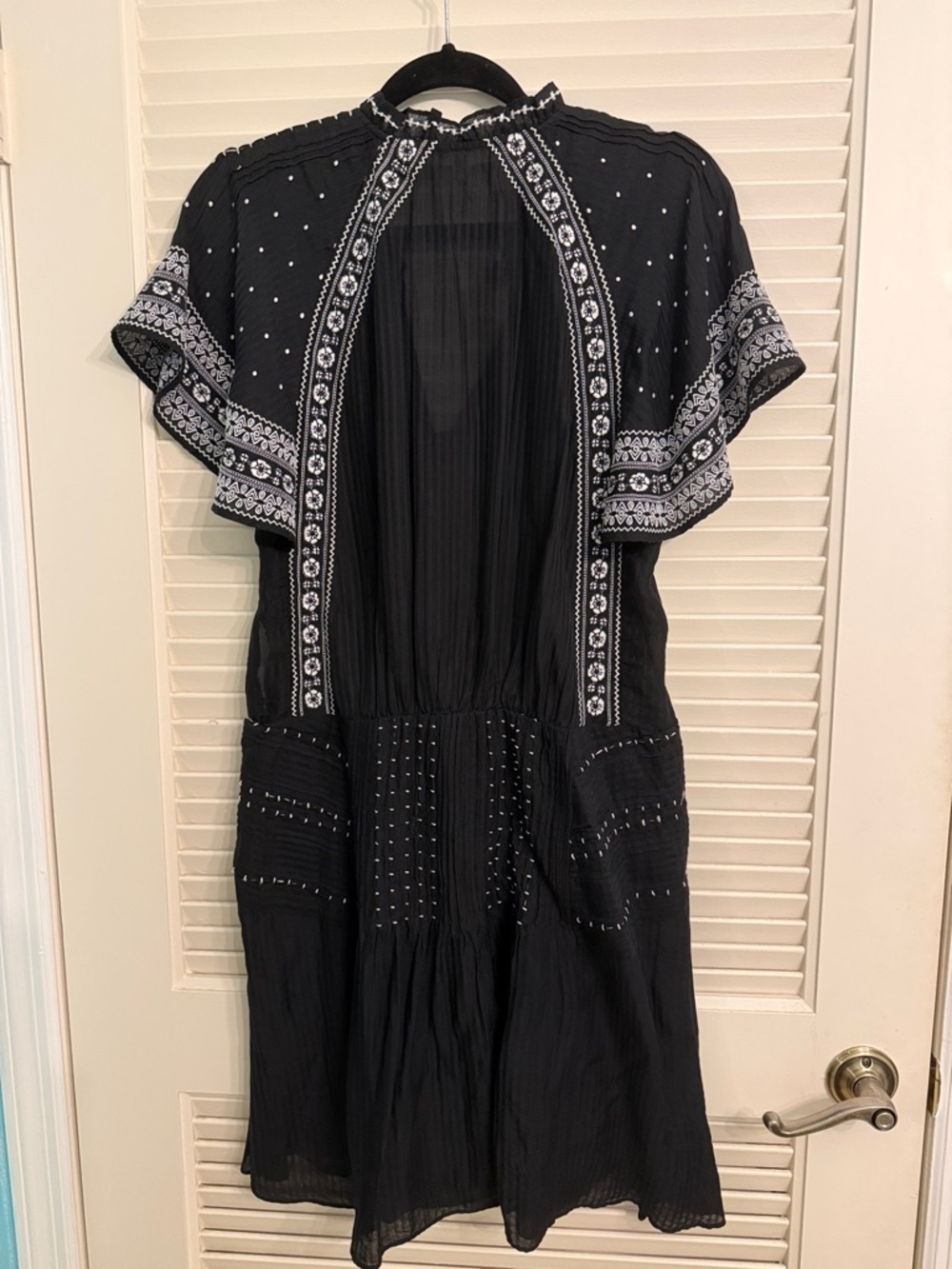 Veronica Beard Minos Embroidered Silk Blend Black Dress Size 12 - Picture 7 of 7